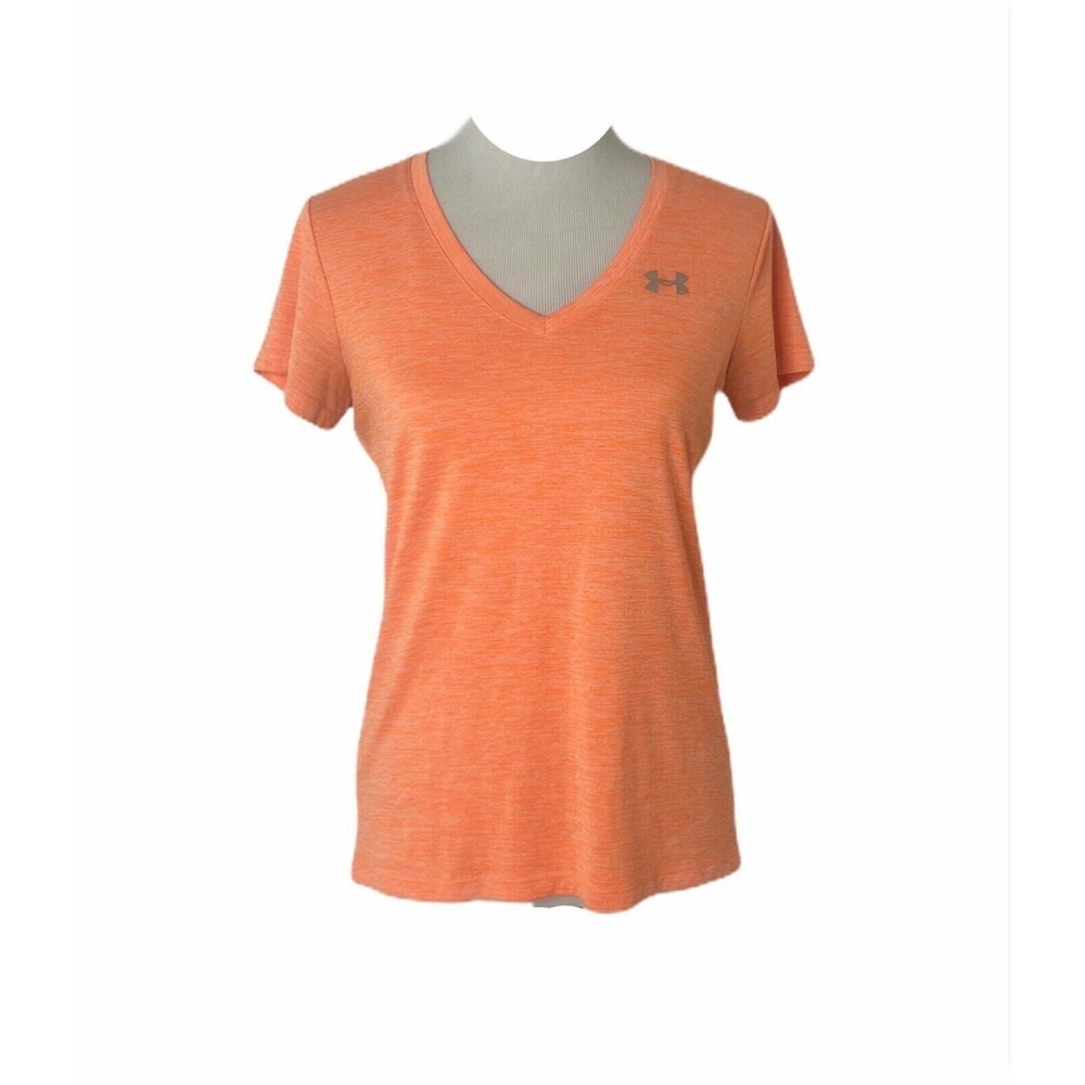 Under Armour Women’s Shirt Cream Orange Short Sleeve Athletic Size Small